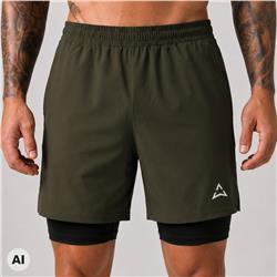 Kratke hlače Runner 2u1 KHAKI