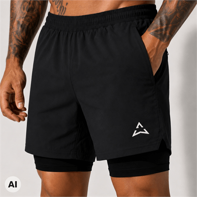 Allwear Kratke hlače Runner 2u1 BLACK