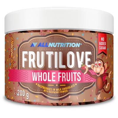 ALLNUTRITION FRUTILOVE WHOLE FRUITS RASPBERRY IN MILK CHOCOLATE WITH RASPBERRY POWDER